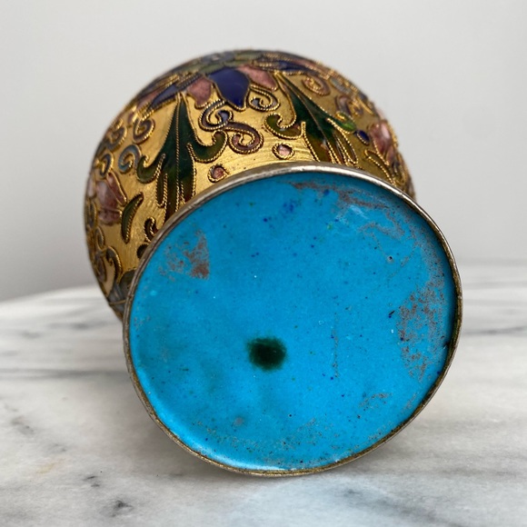 Vintage Brass and Cloisonné Vase - Picture 4 of 8